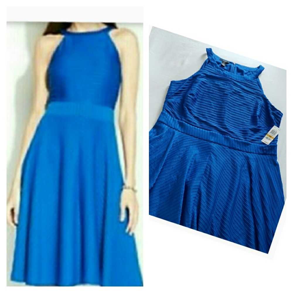 Alfani Plus Size Ribbed Blue Dress